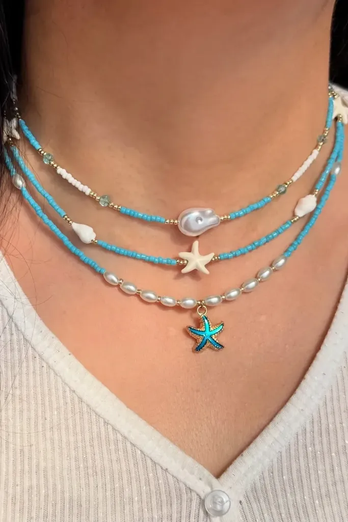 Imitation Blue Elegance Layered Necklace - Image 1
