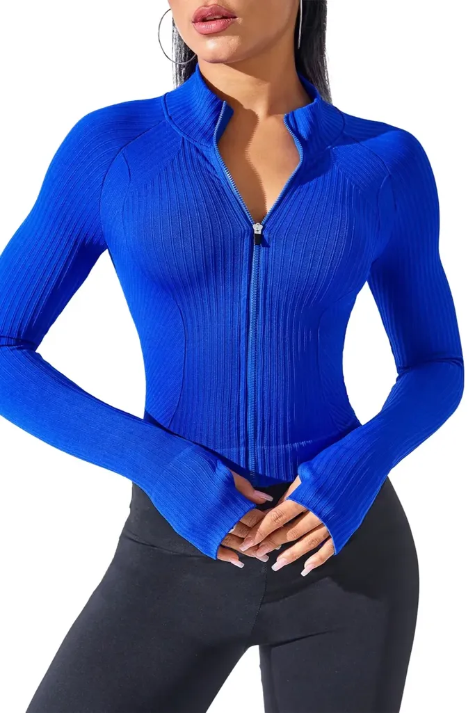 Royal Blue Solid Fitted Sport Jacket - Image 1