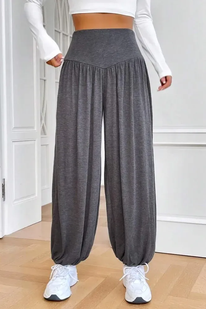 Dark Grey High Rise Harem Pants - Image 1