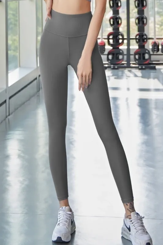 Grey Solid High Rise Leggings