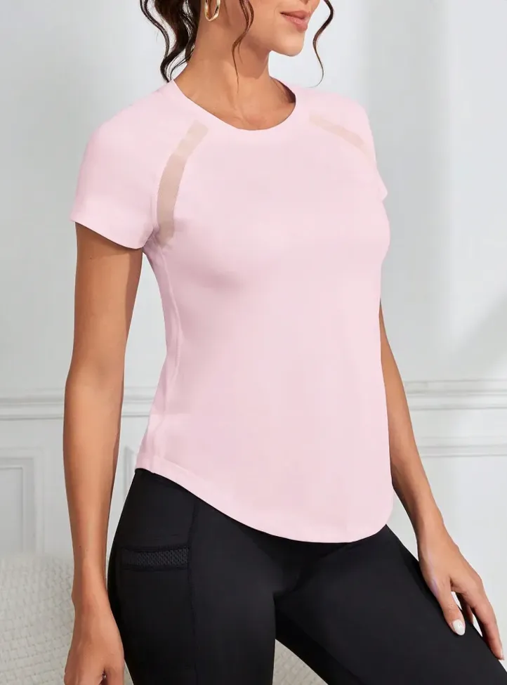 Light Pink Solid Crew Neck Tshirt - Image 1