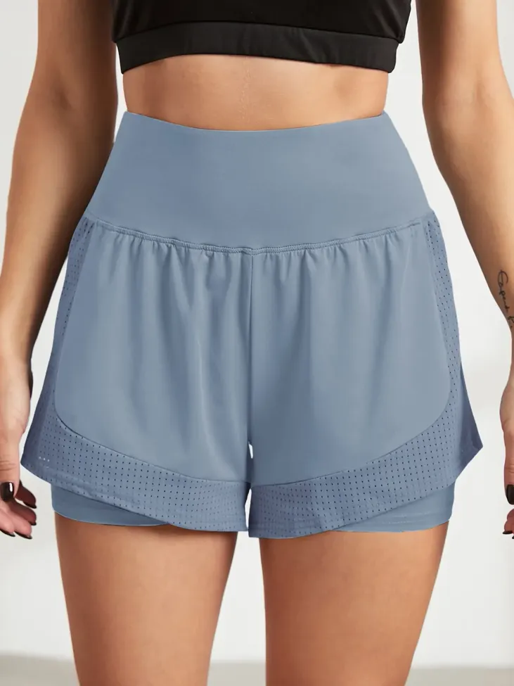 Light Blue High Rise Sports Shorts - Image 1