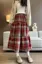 Red Check Tiered Maxi Skirt