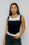 Black Colourblocked Round Neck Tank Top