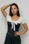 Black Colourblocked Round Neck Tieup Top