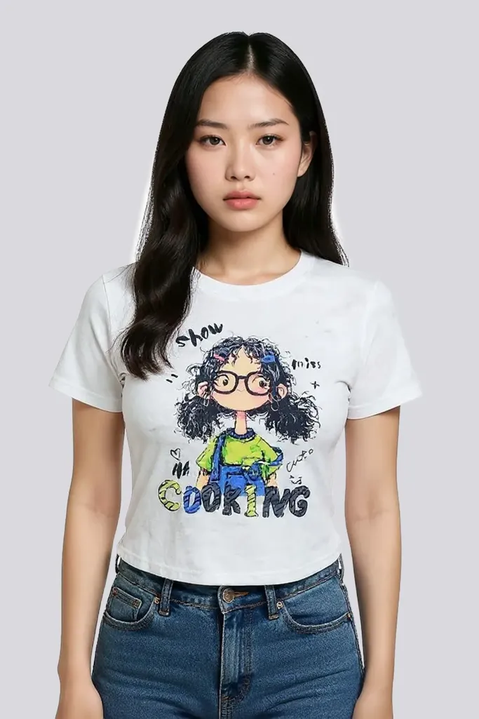 White Graphic Round Neck Tshirt - Image 1