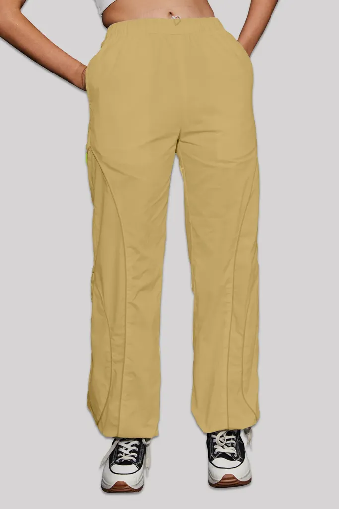 Khaki Solid Mid Rise Trousers - Image 1