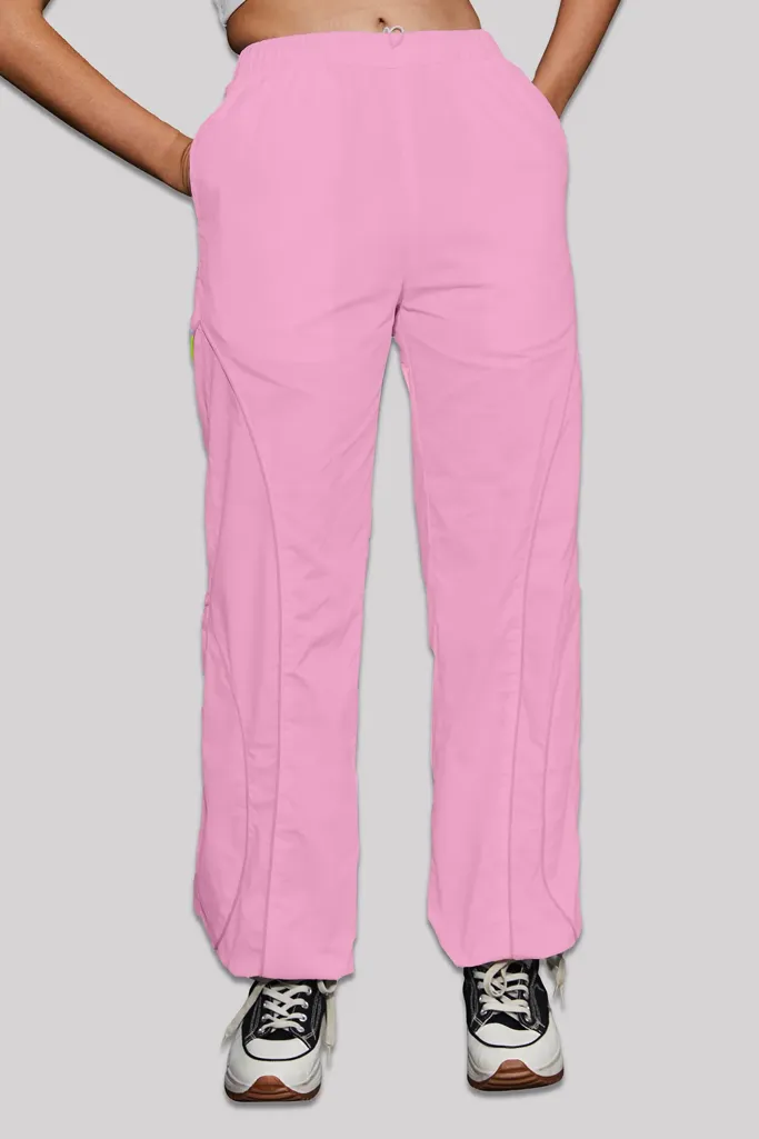 Pink Solid Mid Rise Trousers - Image 1