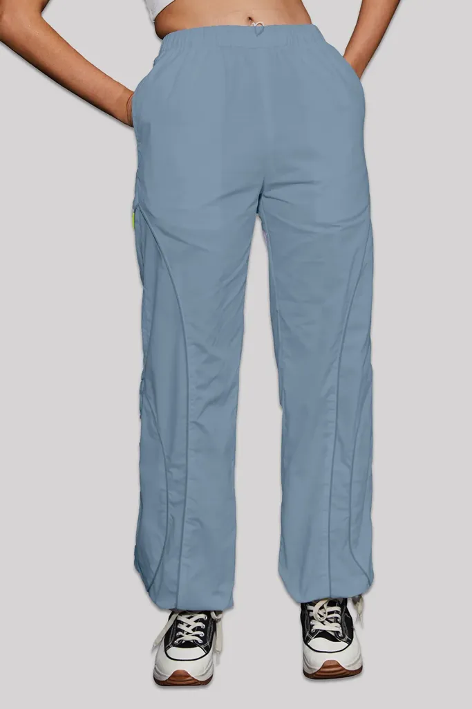 Blue Solid Mid Rise Trousers - Image 1