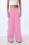 Pink Solid Mid Rise Cargo Pants
