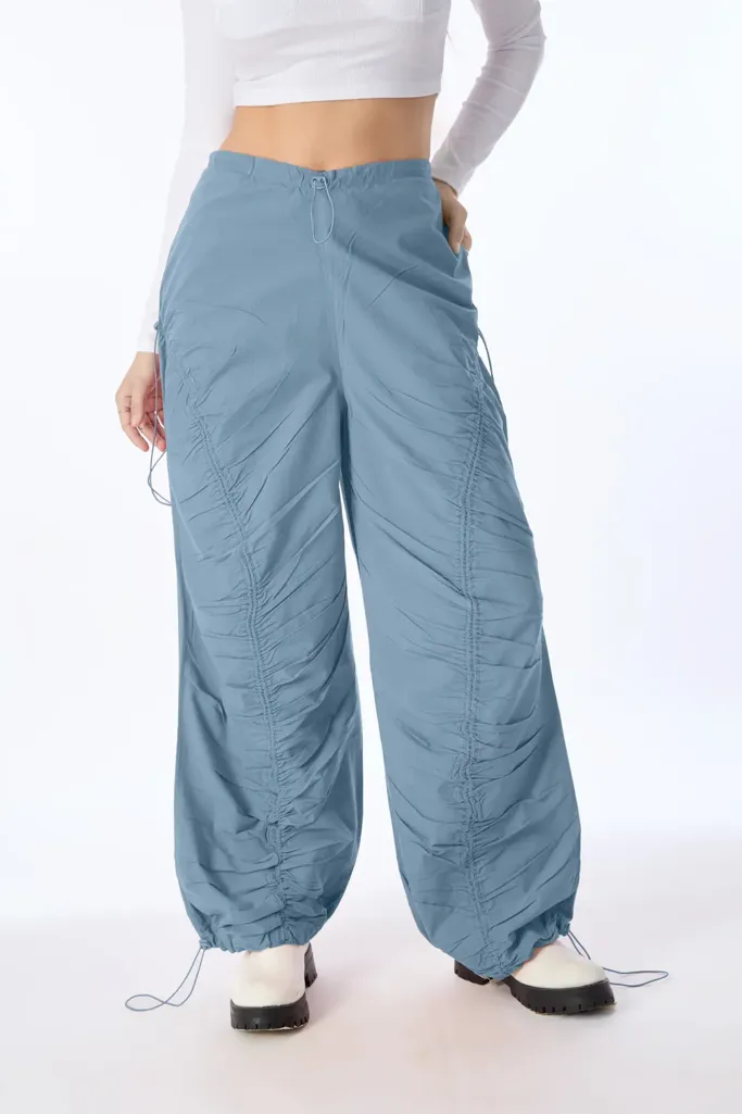 Blue Solid Mid Rise Balloon Pants - Image 1
