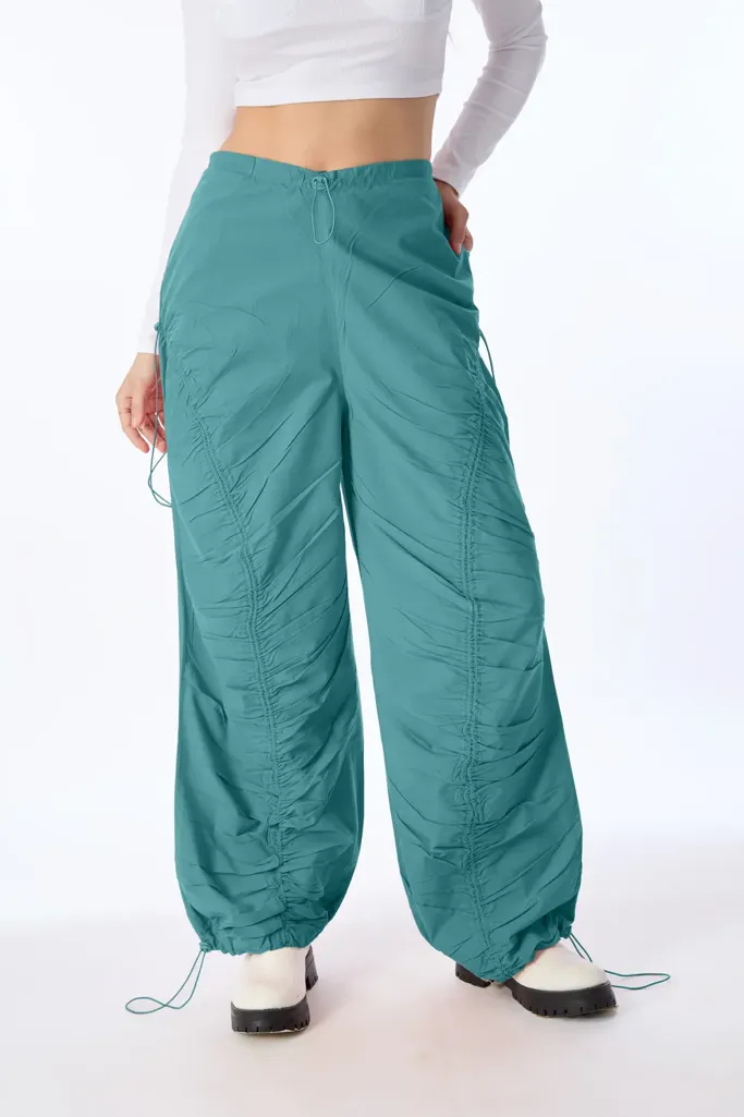 Turquoise Solid Mid Rise Balloon Pants - Image 1