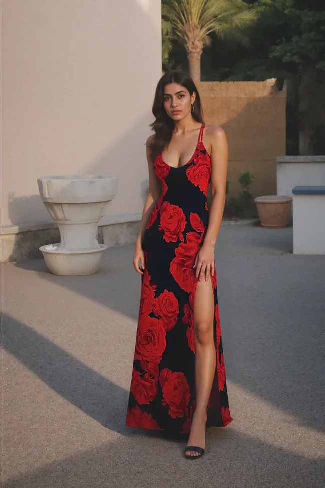 【新品タグ付】Philosophy Floral Long Dress red Red Floral Maxi Dress - NEWME