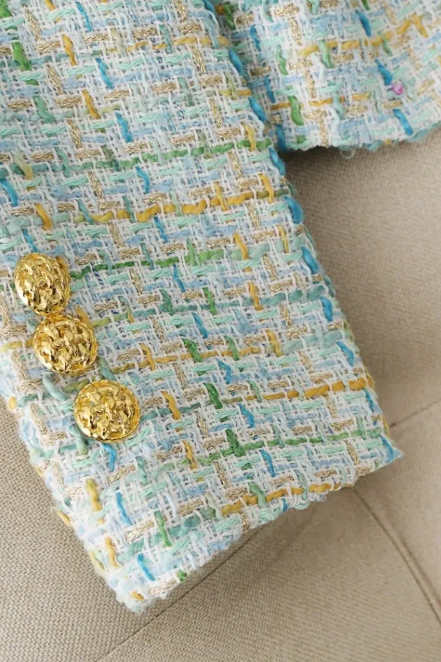 Light Blue Check Tweed Jacket - NEWME