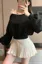 Black Oneshoulder Tieup Sweatshirt