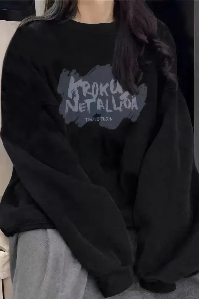 Black Oversized Graphic Sweatshirt - Image 1