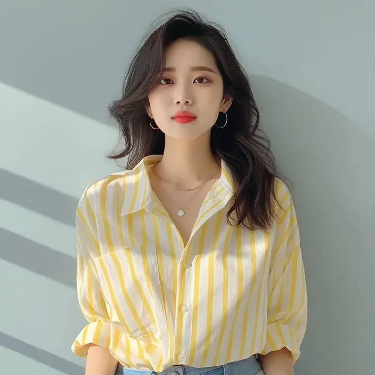Yellow Striped Regular Shirt - Image 1