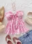 Dark Pink Floral Peplum Tube Top