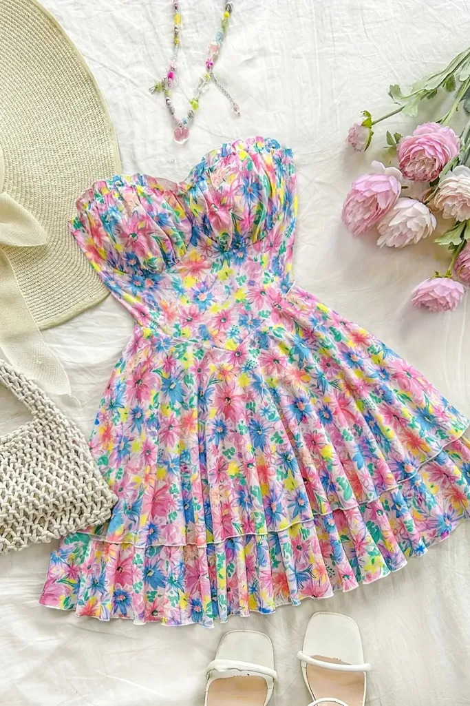 Sweetheart Floral Tiered Dress - Image 1