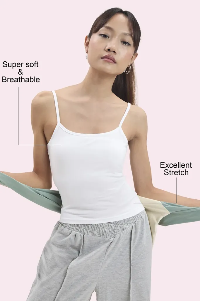 White Solid Cami Slip Top - Image 1