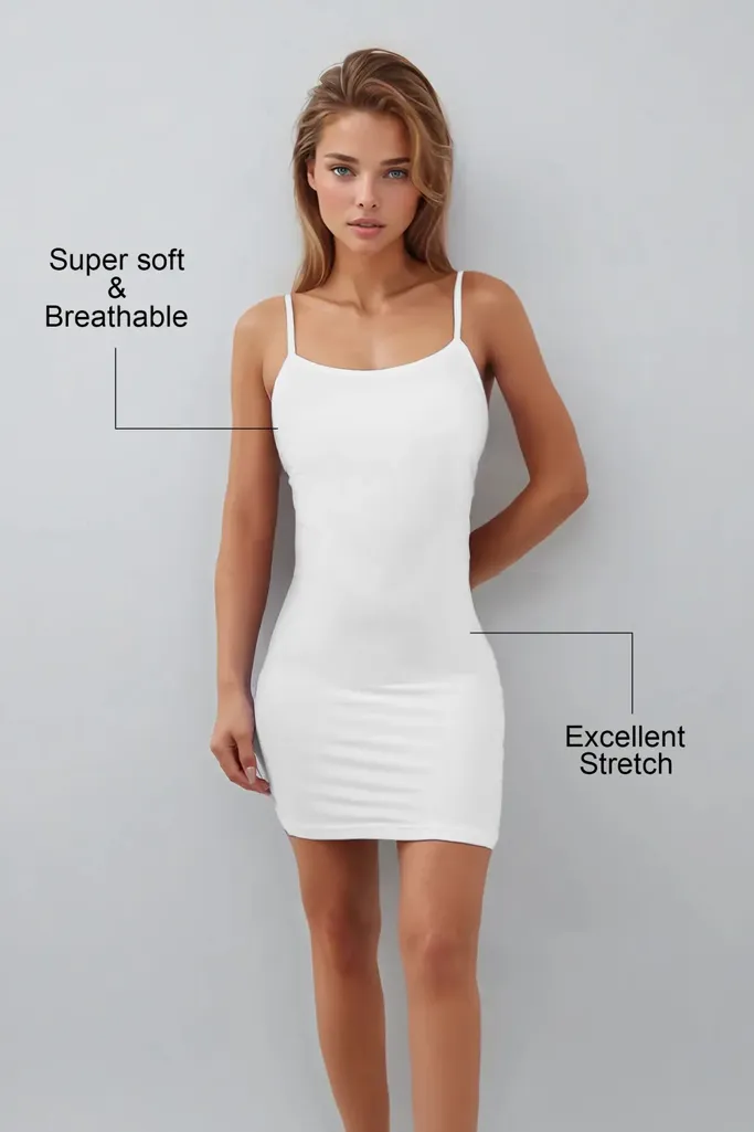 White Solid Slip Dress - Image 1