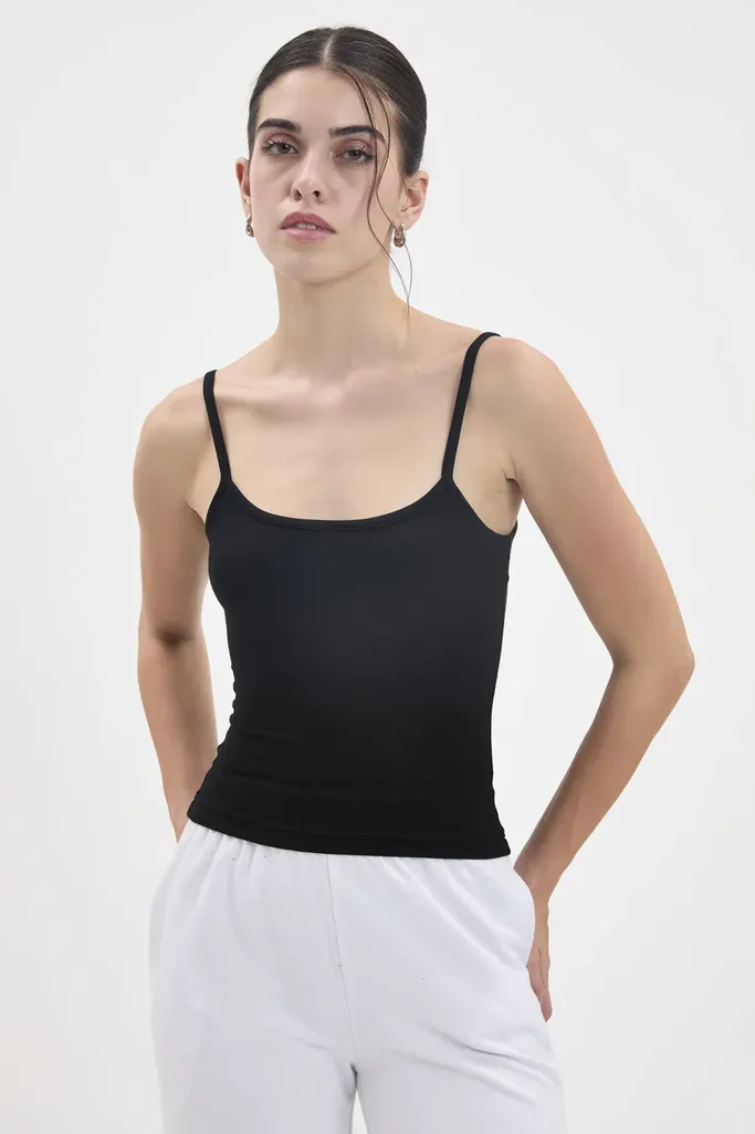 Black Solid Cami Slip Top - Image 1