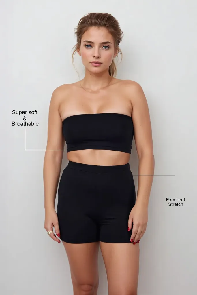 Black Solid Cycling Shorts - Image 1