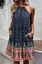 Navy Blue Floral Halter Neck Midi Dress