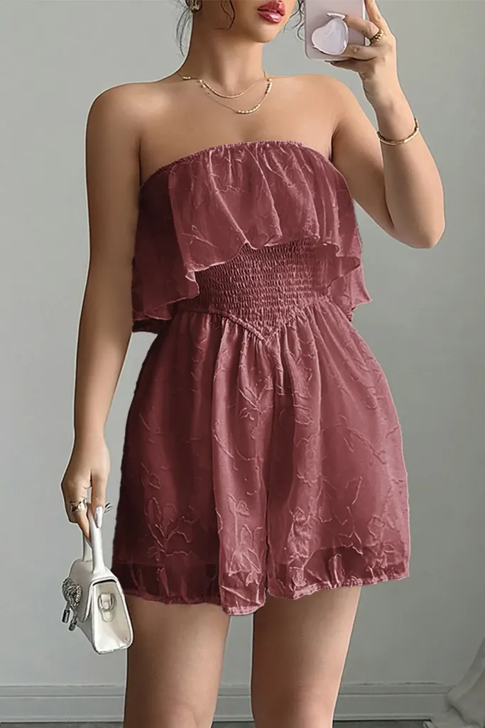 Mauve Tube Neck Ruffled Playsuit - Image 1
