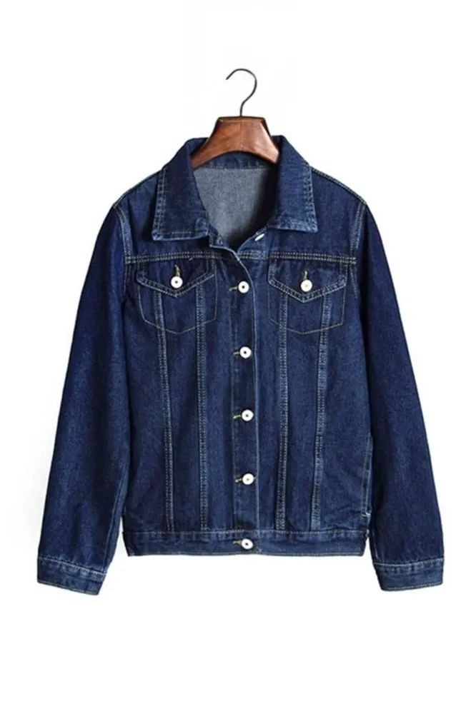 Dark Blue Buttoned Denim Jacket - Image 1