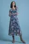 Blue Floral A-Line Midi Dress