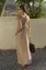 Khaki Backless Scoop Neck Maxi Dress