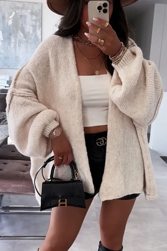 Off White Oversized Open Front Cardigan - Image 1