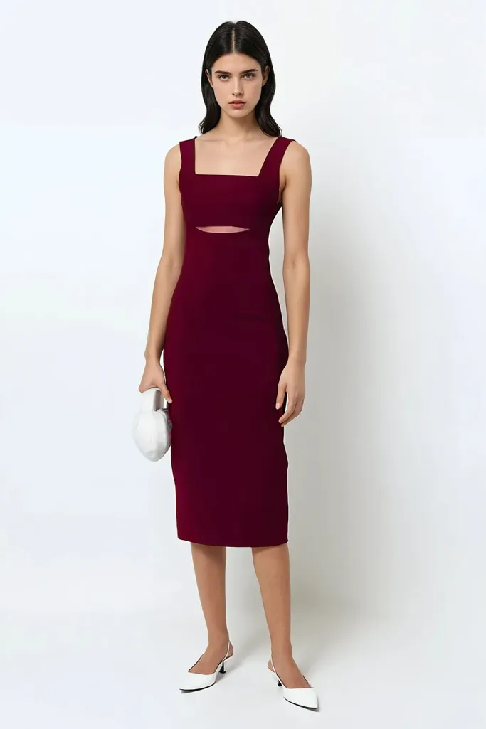 Deepika Padukone Inspired Cut Out Detail Midi Dress - Image 1