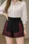 Black Leaf Print Mid Rise Shorts