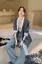 Grey Lapel Collar Lace Blazer