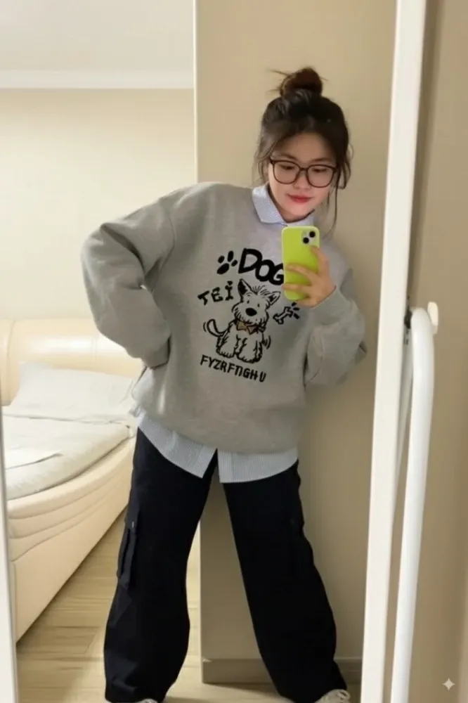 Grey Graphic Crew Neck Sweatshirt - Image 1