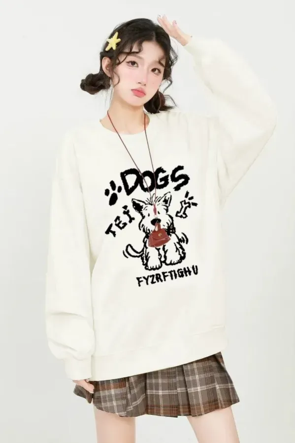 White Graphic Crew Neck Sweatshirt - Image 1