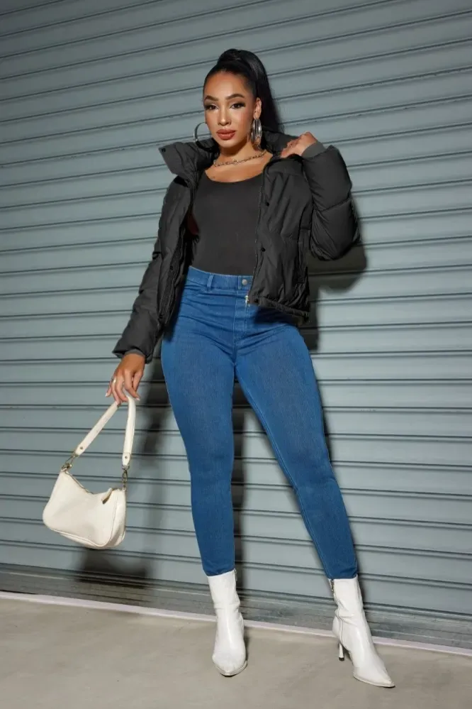 Black High Neck Zipper Jacket - Image 1