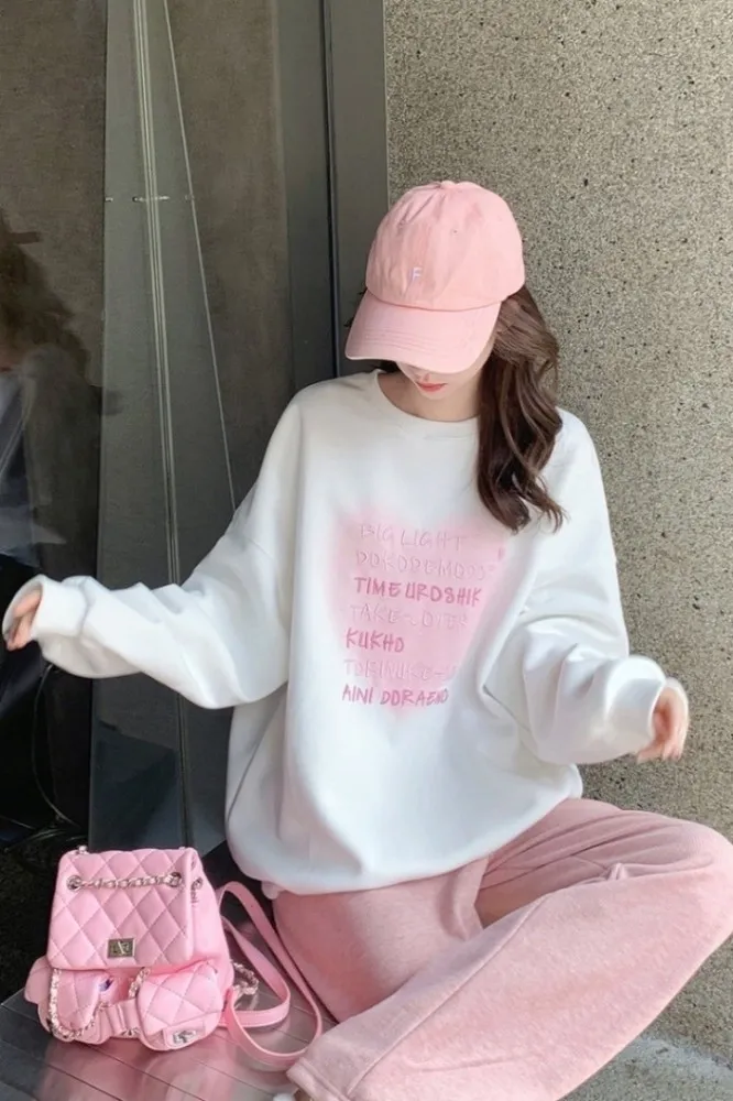 White Oversized Typography Sweatshirt - Image 1