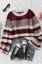 Maroon Striped Round Neck Sweater