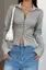 Grey Striped Fitted Button Down Shirt