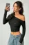 Black Fitted Off Shoulder Top