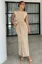 Beige Ruched Bodycon Maxi Dress