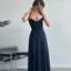 Navy Blue Polka Dot Maxi Dress