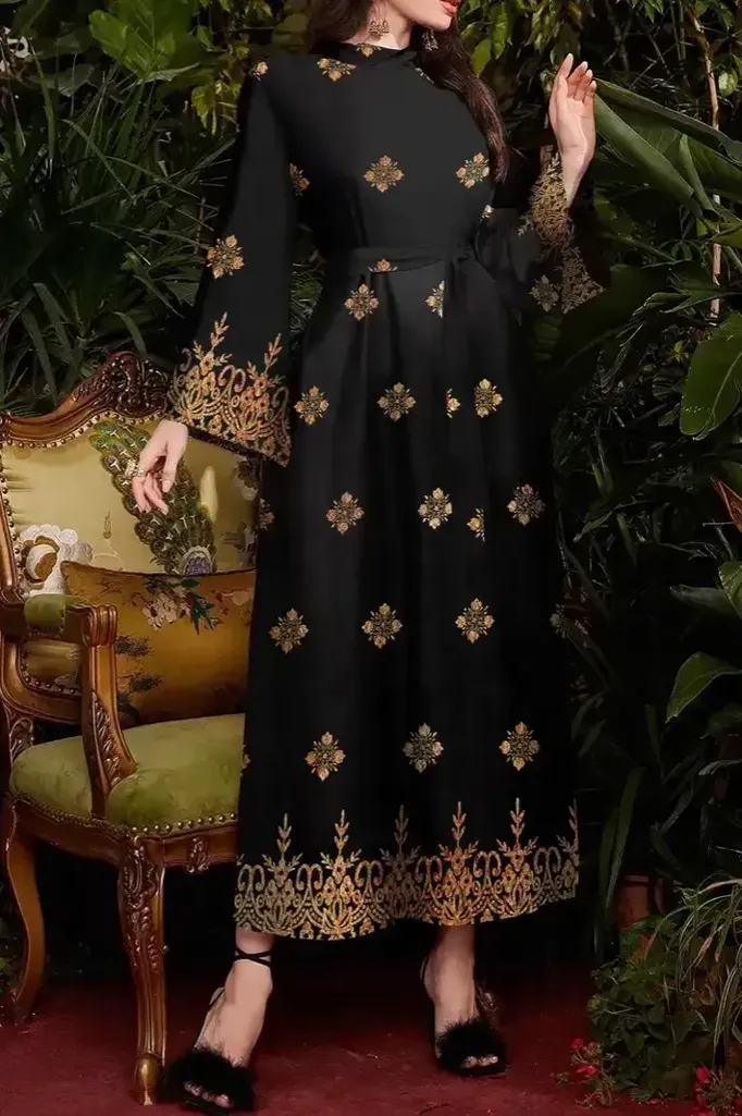 Black Ethnic Print Maxi Dress - Image 1