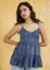 Blue Ethnic Print Peplum Top