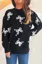 Black Bow Print Crew Neck Sweater