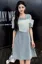 Light Blue Round Neck A-Line Denim Dress