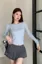 Light Blue Solid Crew Neck Sweater